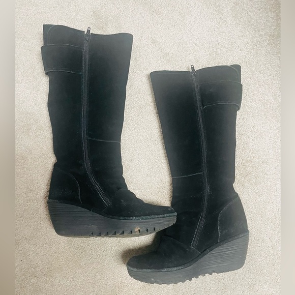 Boots Mid-calf Heels By Fly London In Black, Size: 6.5 main image 1